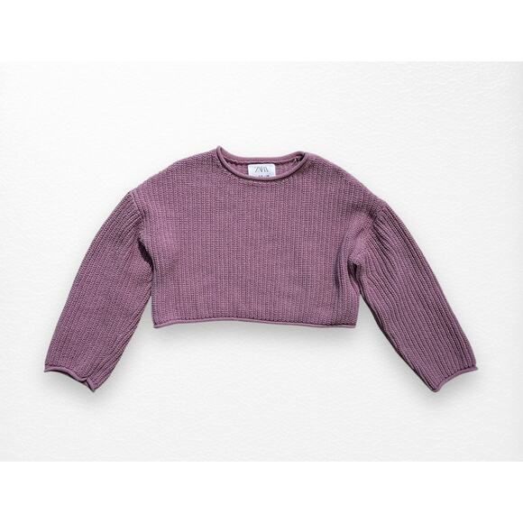 Zara Mauve Cropped Sweater, Size 9/10 - Picture 7 of 7
